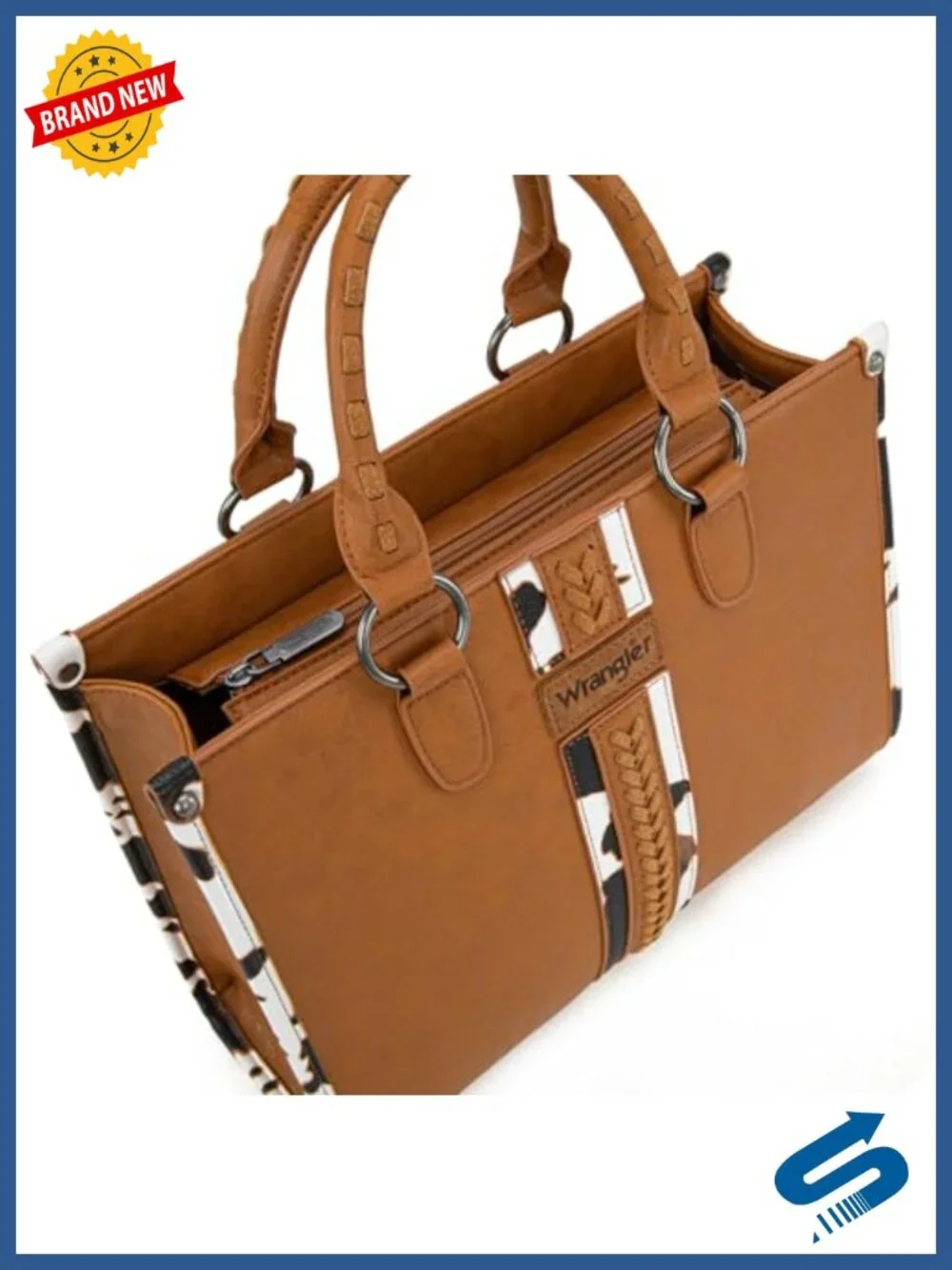 Western Cow Print Tote Bag with Top Handles Vegan Leather Satchel Purse